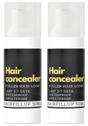 Corrector Hairfillup, Polvos para la Línea del Cabello Resistentes al Sudor, Spray Cubre Raíces de Larga Duración, Corrector para Cabello Negro, para Hombres y Mujeres (2PC)