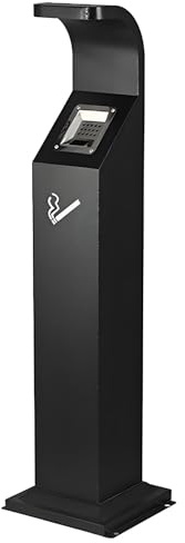 Enpvneer Posacenere da Pavimento, Portacenere Colonna da Esterno, Colonna di Fuliggine da Esterno, Portacenere Colonna for Cenere Verticale, per La Casa, All'aperto, Bar, Ufficio(Color:Nero)