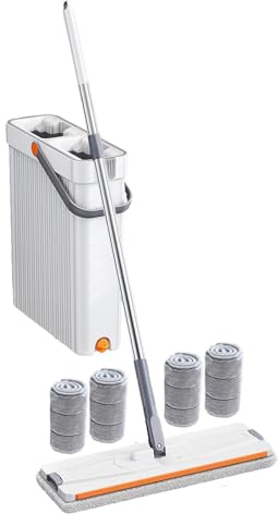 Set di e secchio, universale, utilizzabile con strizzatore e lavabile, senza mani, per piastrelle, cucina, bagno, soggiorno