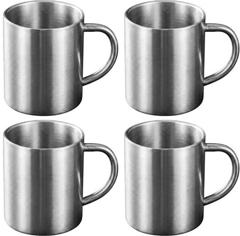 Termosbägare i rostfritt stål 4 stycken, isoleringsmugg 300 ml, mugg kaffekopp, rostfritt stål kopp dubbelvägg