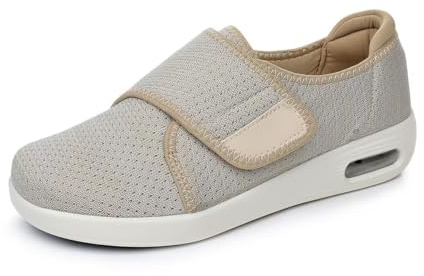 VibeCraft Diabetesskor Med Bred Tåbox - Anpassade För Svullna Fötter Och Neropati - Tryckreducerande Sula Oslipande Sål Andningsaktiv Textil För Daglig Användning