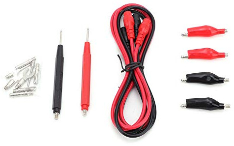6 in 1 Digital Multimeter Test Lead Set with Alligator Clips and Gold Plated Probes, Silicone Insulated Wire with Screw Fittings, High Precision Kit Compatible with Most