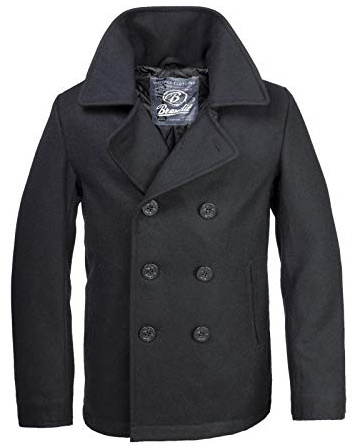 Brandit - Cappotto in stile marinaio, caban da uomo, colore: nero Nero XXL