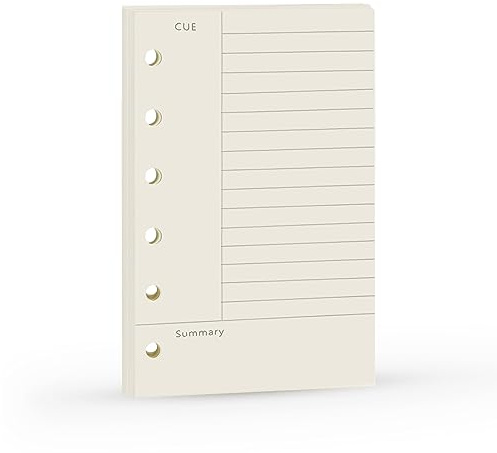 A7 Cornell Design Planner Refill 6 Holes Notebook Binder Refills, A7 College Rule Note Linned Planner Inserts for Filofax 100gsm Paper Pocket Size, 4.84 x 3.23'', Harphia