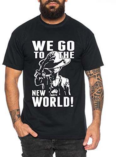 New World Zorro One Manga Herren Ruffy T-Shirt Anime Piece, Farbe:Schwarz, Größe:L