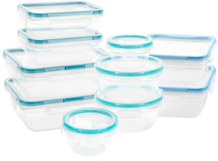 Snapware Plastic Total Solutions (10-Pack, Mixed Sizes) Food Storage Containers Set, Airtight & Leakproof Plastic Locking BPA-Free Lids Tupperware, Freezer Dishwasher Microwave Safe
