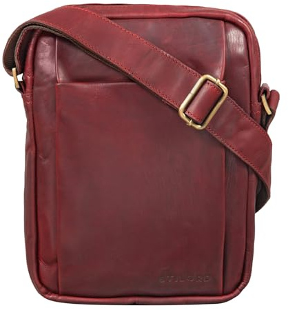 STILORD Harry Vintage Schultertasche Männer Leder für 10,1 Zoll Tablet Umhängetasche DIN A5 Herren-Handtasche Messenger Bag mit 2 Hauptfächern Farbe:rosso