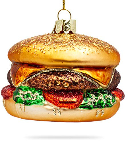 SIKORA Hamburger besondere Weihnachtskugel Glas Christbaumschmuck Deko Figur Weihnachten Anhänger Ornament - Trend Line - BS469