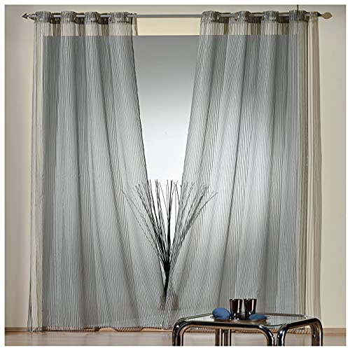 heimtexland ® Ösenschal Gardine Organza Streifen Anthrazit Grau HxB 235x135 Deko Vorhang Transparent Typ744
