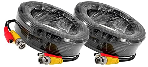 Auroh BNC Cable 15M 2 Pack - 2 in 1 Video & Power Cable for CCTV Camera | Pre-made 2 in 1 coax cable carrying video and power in one run. For CCTV, DVR, AHD, TVI, CVI and analogue cameras.