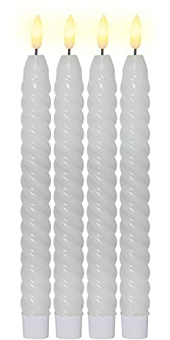 LED Kerzen mit Timerfunktion | LED Stabkerzen weiß | LED Kerzen flackernde Flamme | LED Kerze mit Timer | Kerzen Deko | Stabkerzen gedreht | Kerzen Set 4er | Deko Kerzen | Stabkerzen LED