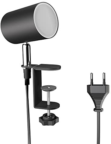 ledscom.de Lampada a morsetto WAIKA, interruttore, nero opaco, incl. lampada LED GU10, 450lm bianco