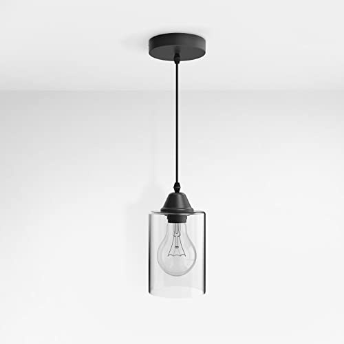 EMKE Vintage Pendelleuchte Hängelampe Schwarz, Pendellampe Hängeleuchte E27 Lampen, Retro Lampenschirm Licht Kronleuchter Esszimmerlampe Wohnzimmerlampe Küchenlampe