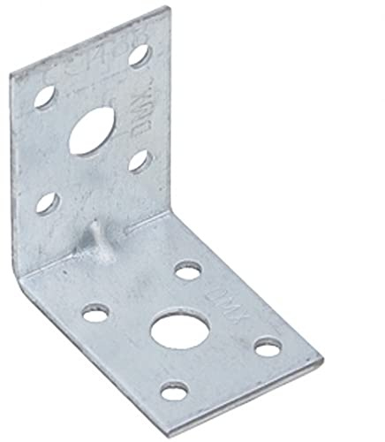 Systafex® 60x Bau-Winkel verzinkt mit Sicke 50x50x35mm CE Zulassung Winkelverbinder Lochwinkel Holzverbinder