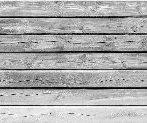 decomonkey Premium Fototapete Holz Holzoptik 200x140 cm XL Tapete Fototapeten Vlies Tapeten Vliestapete Wandtapete moderne Wandbild Wand Schlafzimmer Wohnzimmer Brett grau