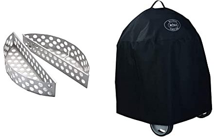 RÖSLE Kohlekorb F50/F50 AIR, 2-TLG, Hochwertige Kohlekörbe für gleichmäßige Hitze im Kugelgrill & Holzkohle-Kugelgrill Abdeckhaube No.1 Sport F50, No.1 Belly F50
