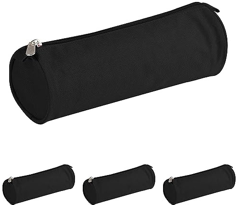 Clairefontaine 8113C Schlampermäppchen (Textil Basic, rund, Ø7 x 22cm) 1 Stück schwarz (Packung mit 4)