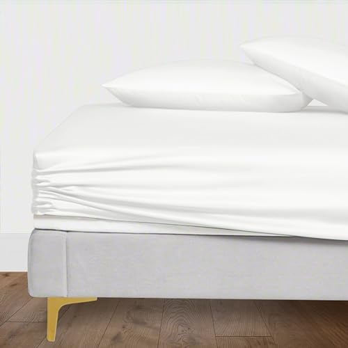 LINENWALAS Sábana bajera ajustable 100% seda de eucalipto con fundas de almohada, sábana bajera de lujo Tencel Lyocell refrescante con bolsillo profundo, más suave que el algodón egipcio,