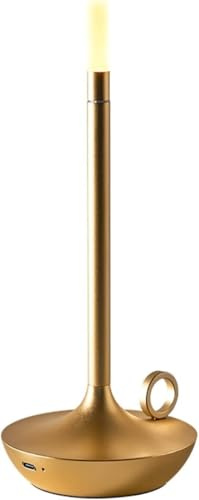 Cuifati Kabellose Tischlampe, Innovative Flammenlose Kerzenlampe, Touch-Steuerung, 3 Helligkeitsstufen Dimmbar, Minimalistische Metall-Ambientelampe f¨¹r (GOLD)