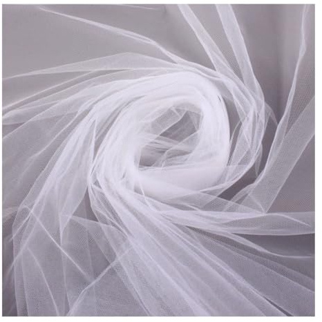 Hrlace Weiß Tüllstoff 15m×1.6m Breite Tüllband DIY Chiffon Organza Transparenter Stoff Weich Polyester Tüll Meterware Geschenk Tüll Tischläufer Dekostoff für Hochzeit Geburtstag Party Basteln 15M
