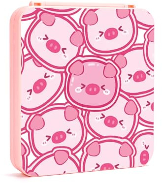 DLseego Porta Cartucce per Switch,Adorabile Animale Custodia Switch Porta Cartucce di Gioco con 12 Slot per schede di Gioco e 12 Slot per schede Micro SD,Maiali Rosa