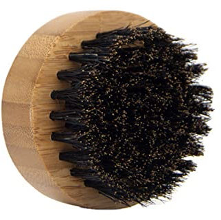 Spazzola da barba rotonda da uomo con manico in legno per capelli facciali spazzola morbida con setole di cinghiale per massaggio viso bellezza