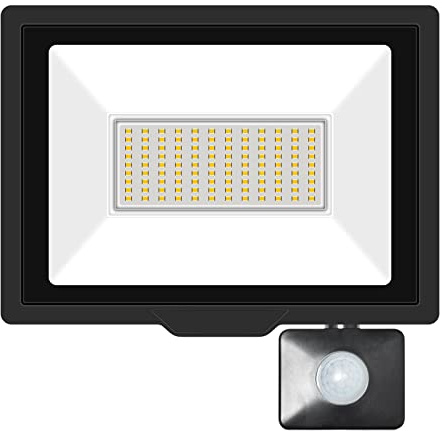 SKYWORLD LED-strålkastare, 75 W säkerhetsljus med rörelsedetektor 1 st, varmvit vattentät översvämningsbelysning för garage fabriker arenor bakgård trädgård