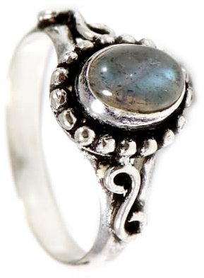 JEWELSTREZORO Anello a fascia in argento sterling 925, per uomini e donne, tutte le misure, realizzato a mano TSR190, 74 (23.6), metallo prezioso Gemma, Labradorite