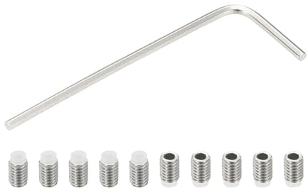 PATIKIL M3x4mm Nylon Tip Grub Screw, 10pcs 304 Stainless Steel Metric Hex Socket Head Cup Point Bolt Anti Slip Internal Hex Drive Hardware with l Key Wrench