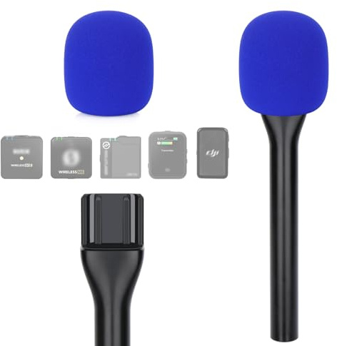 YOUSHARES Interview GO Handheld Adapter für DJI Mic 1/2, Rode Wireless GO I/II, Rode Wireless Me/Pro - Halterung Handadapter Mic Clip mit Schaumstoff Popschutz Blau