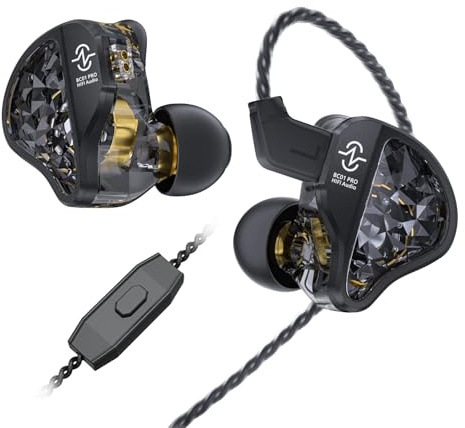 Yinyoo CCZ Harmony BC01 Pro - Auricolari in-ear con driver ibrido 1DD 1BA, cuffie cablate con tre frequenze, con ganci, isolamento acustico, con microfono, per sport, corsa