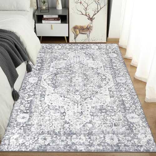 TUKDAK Alfombra Salon Interior Pelo Corto 120x180cm, Clásico Tradicional Vintage Antideslizante Alfombras Dormitorio Suave, Lavables Alfombra Comedor, Infantil Habitacion, Cama, Oficina