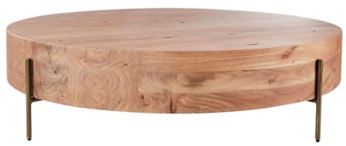 GFHTRELY Center Table Coffee Table American Solid Wood Coffee Table Round Retro Living Room Tea Table Bed And Breakfast Table Bedroom Table(90 * 90 * 35cm)
