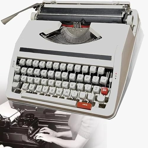 GAYAYAS Traditionelle mechanische Schreibmaschine, alte manuelle englische Retro-Schreibmaschine, mechanische englische Schreibmaschine, für Notizen, Briefe oder kreatives Schreiben Beige