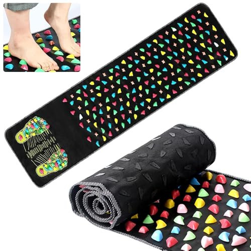 YANGUN Foot Massage Mat, Acupressure Mat, 120 x 35cm Reflexology Mat, Acupressure Foot Mat, Imitation Stone Foot Massage Cushion Relieves Body Foot Leg Pain and Fatigue