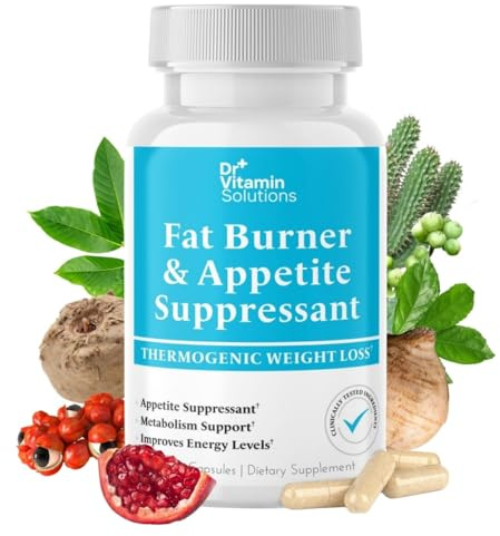 Fat Burner for Women & Men - Appetite Suppressant for Weight Loss - Pills w/Metabolism Booster Thermogenic Weight Loss Supplement - Chromium, Caffeine & Green Tea - 30 Capsules