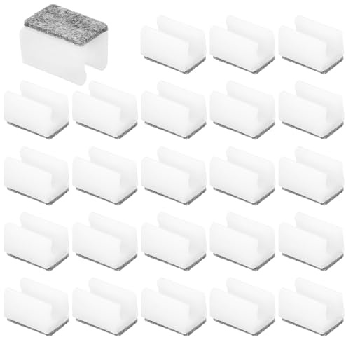 PATIKIL 24 st rektangulära stolbenskydd med filtdyna, 10 mm glider smidigt inga repor inget ljud möbler fötter träskydd spetsar golv glidning slangkepsar för kontor, vit grå