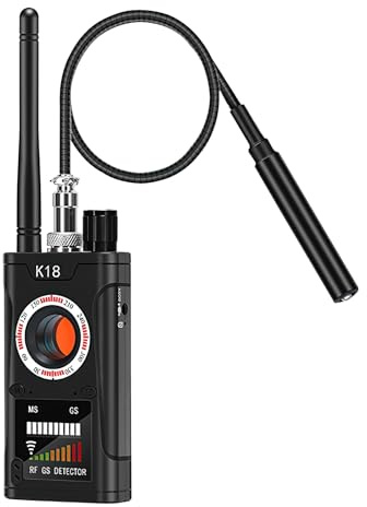 Mokhike Detecteur de Camera et Micro Espion, Bug Détecteur RF sans Fil, Détecteur de Micros GPS, GSM ÉCoute Device Finder Radar Radio Scanner Signal sans Fil Alarme pour Bureau, Domicile, Hôtel