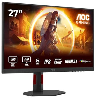 AOC Gaming U27G4R - 27 inch UHD 4K Monitor, Fast IPS, 160Hz UHD or 320Hz FHD Dual Frame, 1ms, G-Sync comp, HDR400 (3840x2160, 2x HDMI 2.1, 1x DisplayPort 1.4, USB Hub)