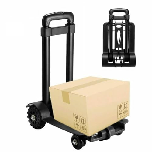 Folding Hand Truck Portable Hand Cart 75kg Heavy Duty Sack Cart Carrier with 4 Wheels for Luggage Moving Travel Moving Industrial Warehouse