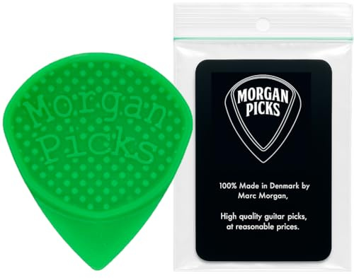 Morgan Picks TT1 Plektrum – Flexibles Guitar Pick in Leuchtend Grün – Plektren Gitarre in Jazz-Form mit starkem Grip – Gitarren Plektrum für dynamisches Spiel – Made in Denmark
