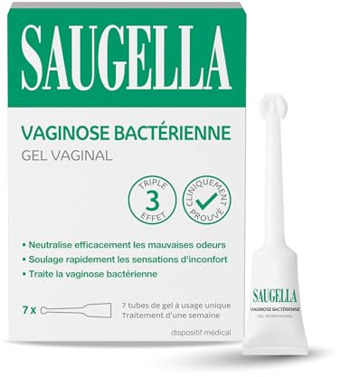 Saugella - Vaginosi batterica Triplice effetto - Gel - Trattamento Vaginosi batterica - Neutralizza i cattivi odori - Allevia il disagio vaginale - 7 tubi applicatori