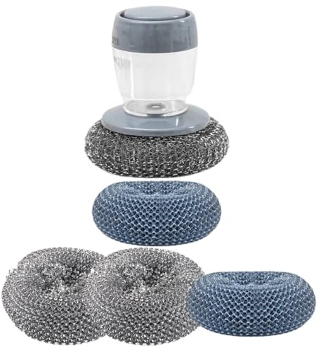 CTIRCHIU Pot Brush Dishwashing Brush with Liquid Dispenser Hydraulic Cleaning Technology Non-Scratch Scrubbing Pad for Kitchen Sink Pans and Dishes Home Use