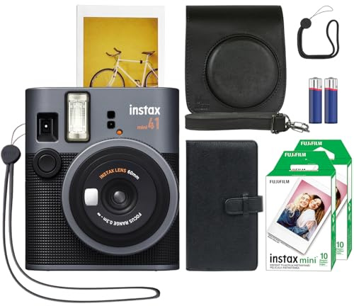 Fujifilm Instax Mini 41 Instant Film Camera Black + 20 Instax Instant Film Prints Bundle