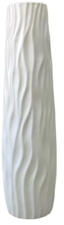 Baoblaze 58 Cm Vaso Da Terra Alto, Grande Vaso Cilindrico per Fiori Decorativo Realizzato in Pp, Vasi Moderni Da Interno Design per Fiori Secchi Alti, Rami O Composizioni Artificiali, Bianco