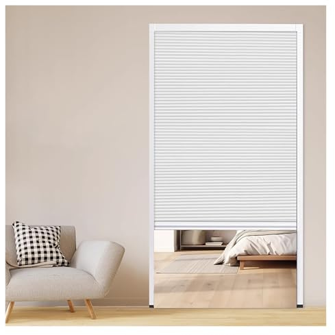 Vertikale Falttür mit Aluminiumrahmen, ohne Bohren, Wabenverdunkelung, Raumteiler, Akkordeon-Tür, einziehbare Sichtschutztür, 76 x 203 cm