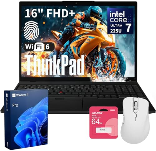 Lenovo Notebook ThinkPad L16 Business AI, touchscreen FHD+ da 16, Intel Core Ultra 7 255U, DDR5 da 32 GB, SSD da 1 TB, impronte digitali, retroilluminato, Wi-Fi 6E, batteria a lunga durata, Windows