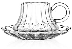 Ichendorf Milano Tazzina Caffè con Piattino, Collezione Folk, 16 cl, Vetro Borosilicato, Fatto a Mano