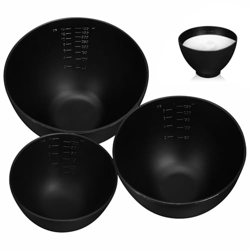 Generic Silicone Facial Mask Mixing Bowl Set 3 Pcs Black Non-Slip Base Bowls for Home Spa Use Sizes for Face Mask Mixing and Skincare