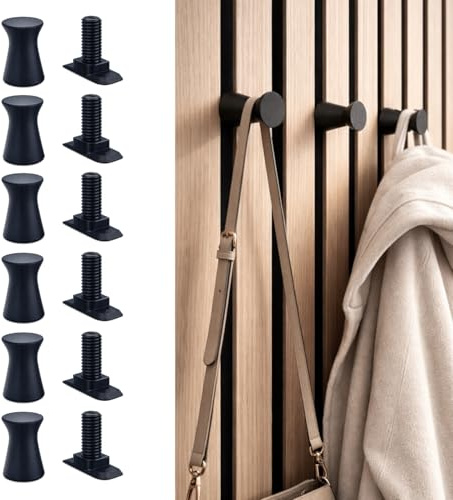 Kstar Haken für Akustikpaneele Rund – Garderobenhaken Wandpaneel ohne Bohren – Wandhaken für Lamellenwand & Holzpaneele – Akustikpaneel Zubehör – 6 Stück